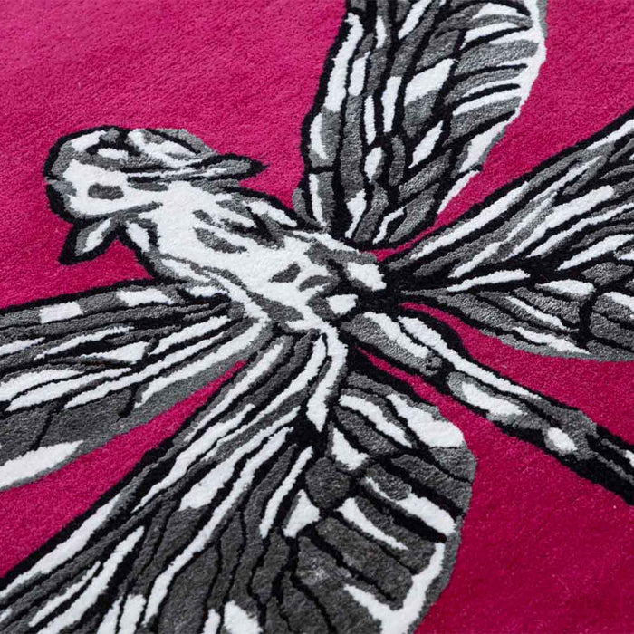 Butterfly Pink Handmade Tufted Wool Carpet - CloseUp