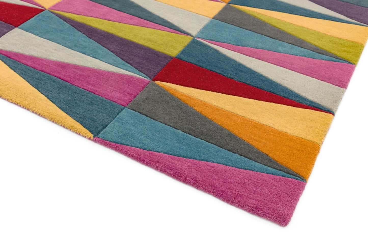Elementor Triangles Handmade Tufted Wool Carpet - Corner