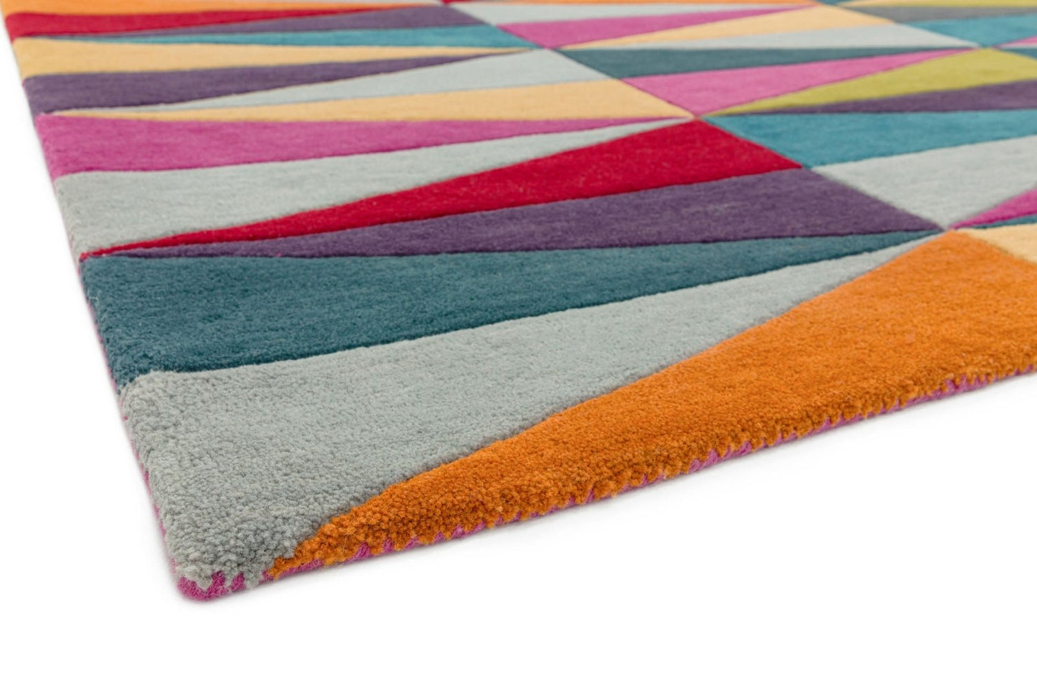 Elementor Triangles Handmade Tufted Wool Carpet - Corner
