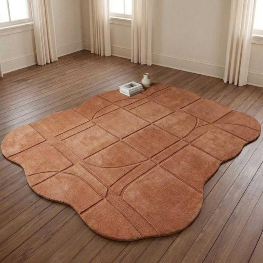 Cascade Asian Handmade Tufted Irregular Shaped Wool Carpet