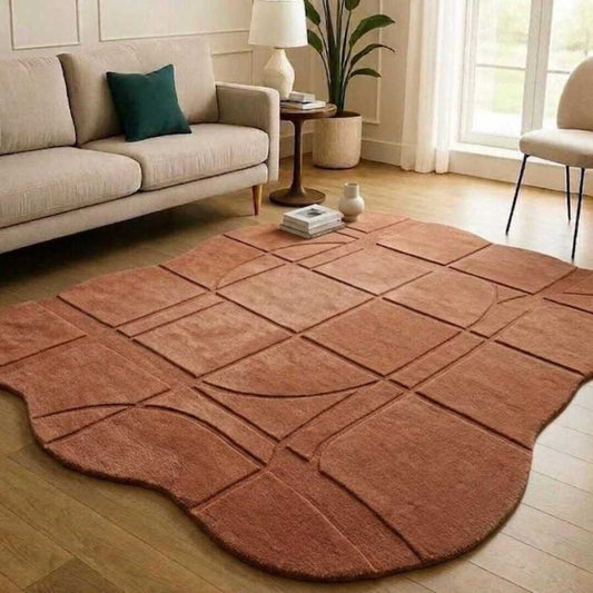 Cascade Asian Handmade Tufted Irregular Shaped Wool Carpet