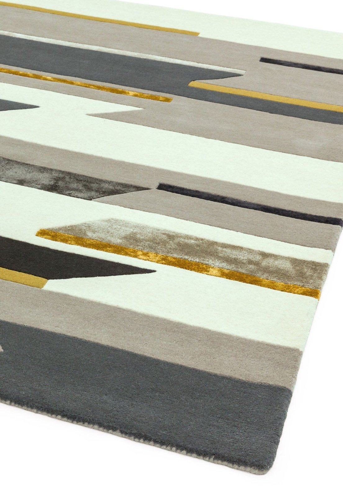 Rhombus Mustard Handmade Tufted Wool Carpet - Floorshot