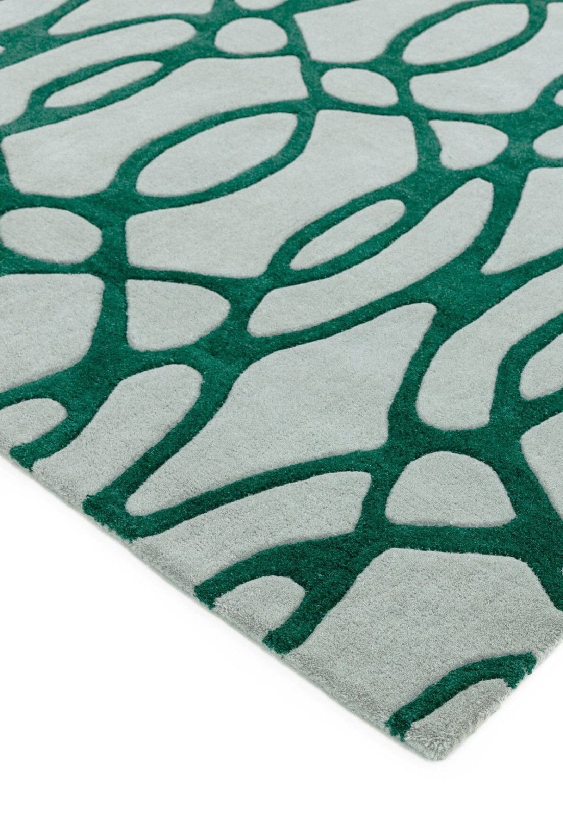 Emarald Wire Handmade Tufted Wool Carpet - Corner