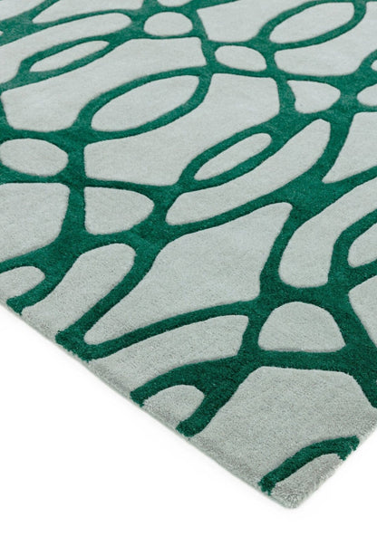 Emarald Wire Handmade Tufted Wool Carpet - Corner