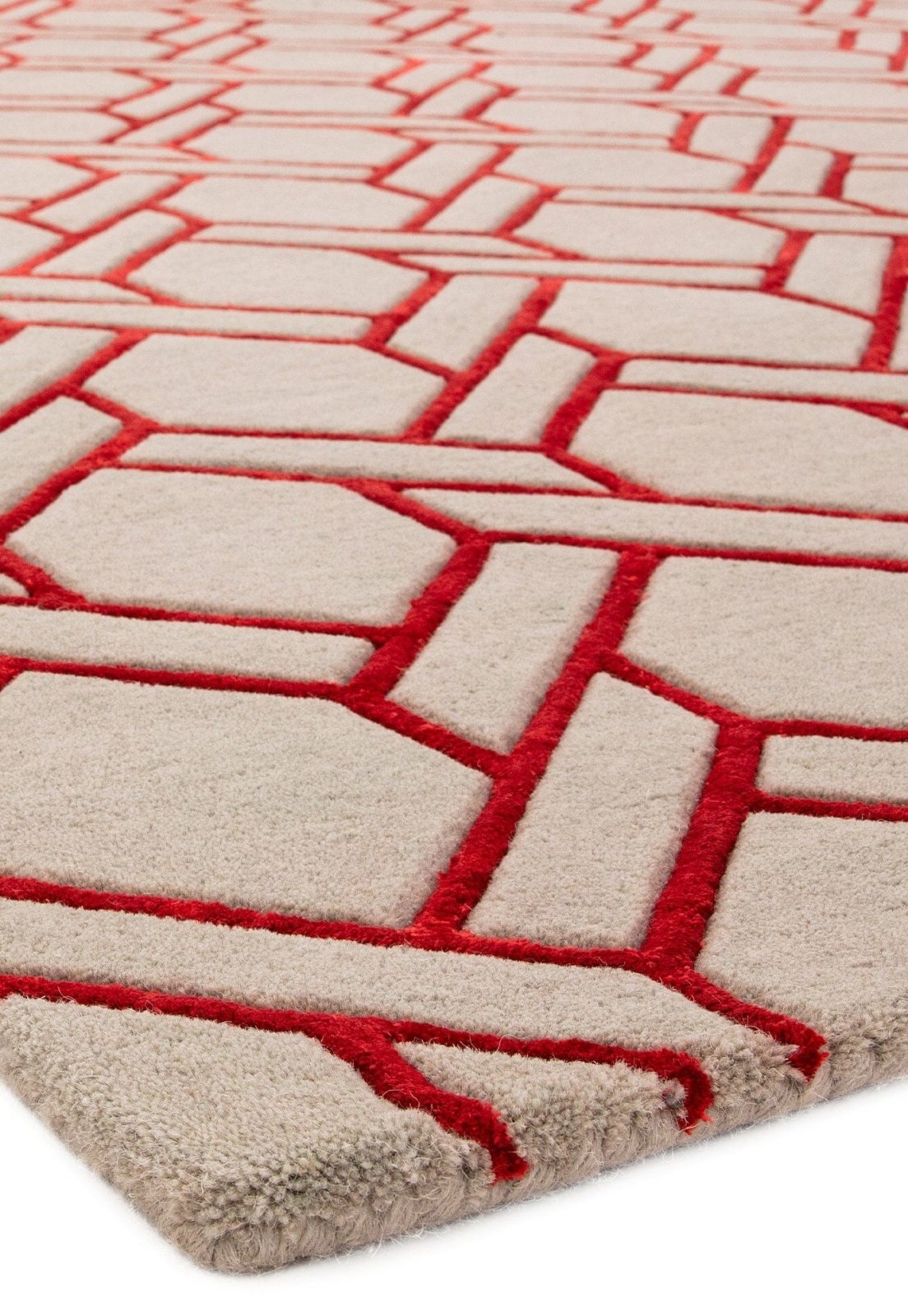 Nexus Lines Handmade Tufted Wool Carpet - Corner