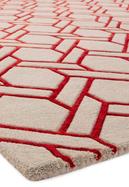Nexus Lines Handmade Tufted Wool Carpet - Corner