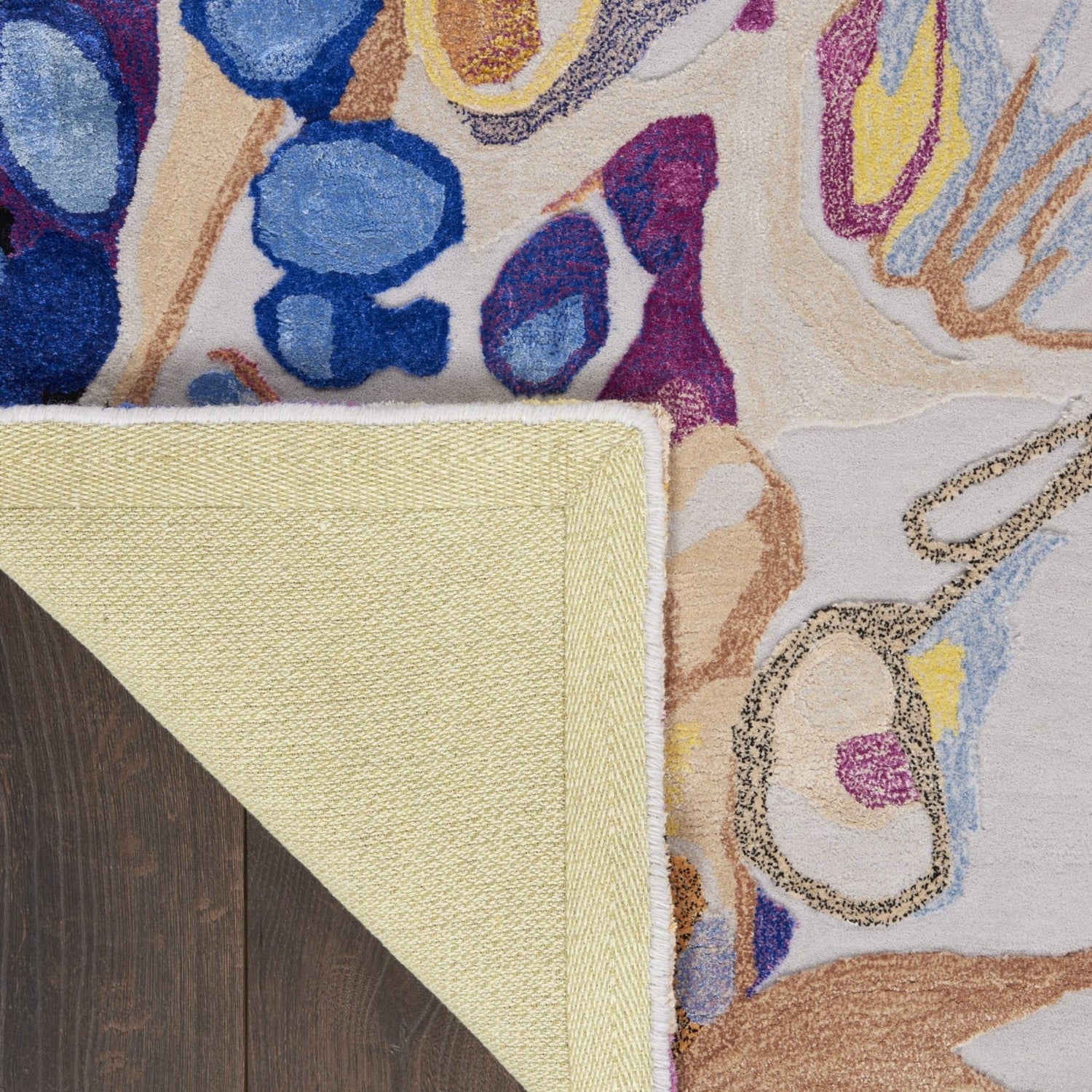 Tribal Neon Handmade Tufted Wool Carpet - Corner