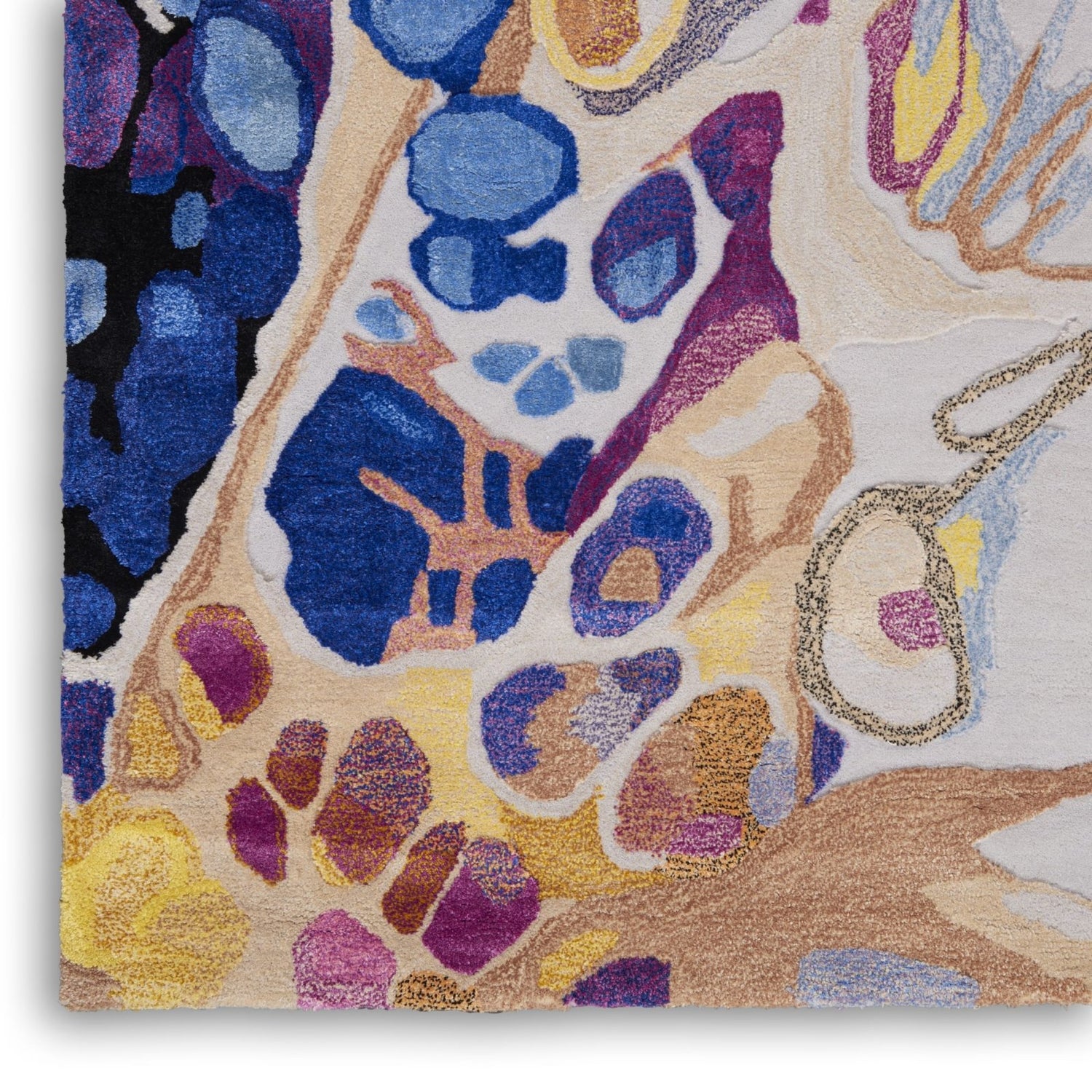 Tribal Neon Handmade Tufted Wool Carpet - Corner