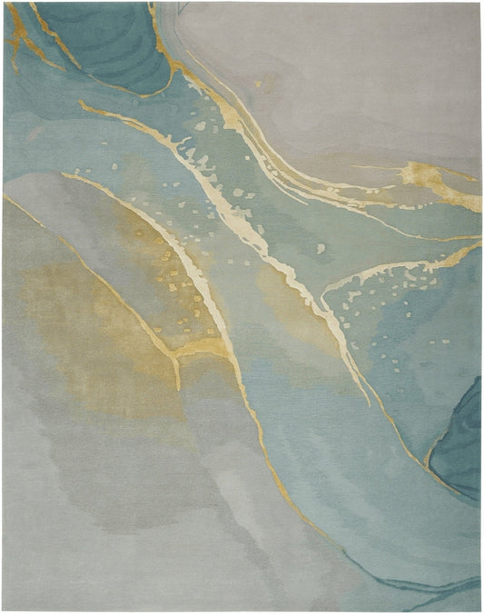 Seafoam Dezire Handmade Tufted Wool Carpet - Headshot
