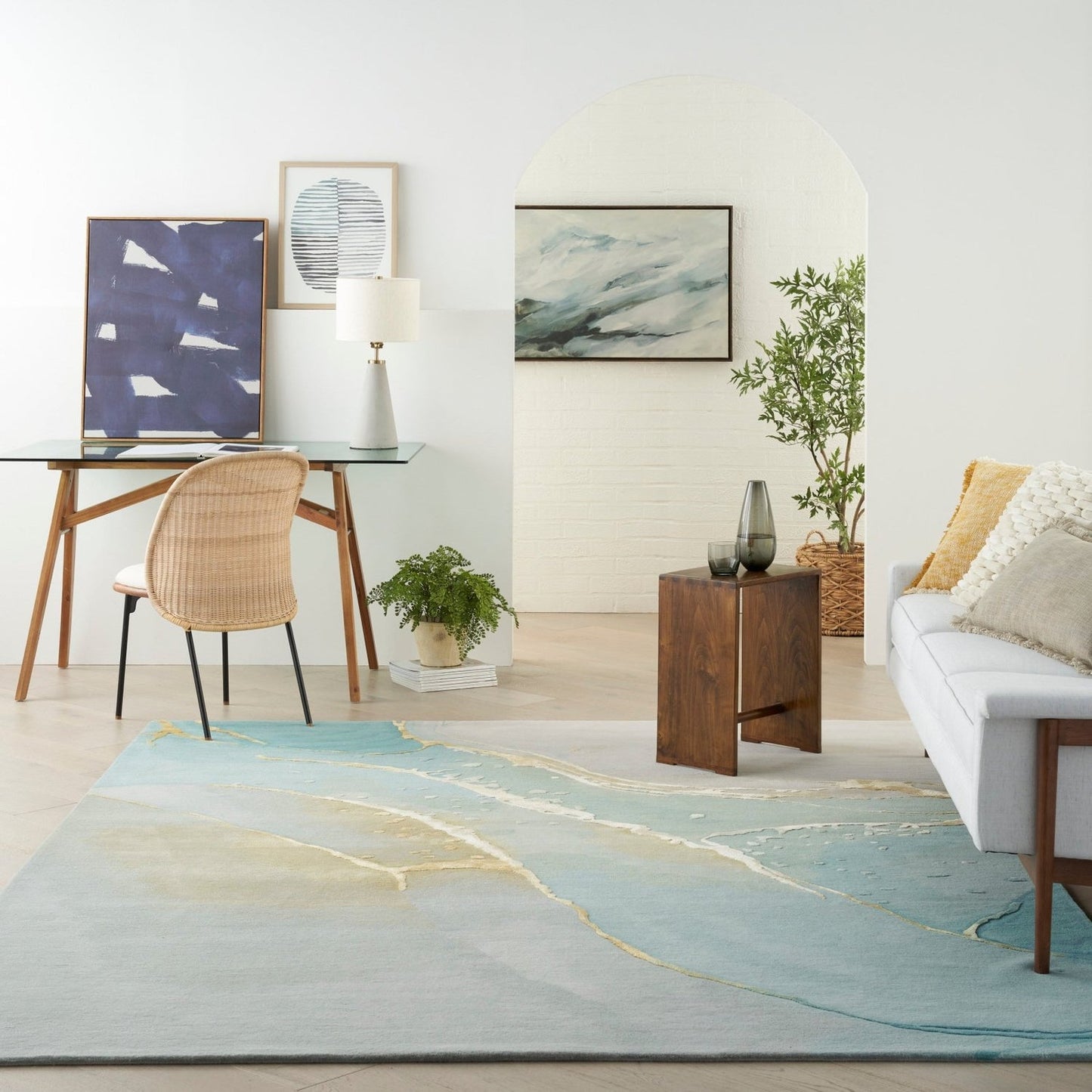 Seafoam Dezire Handmade Tufted Wool Carpet - Floorshot