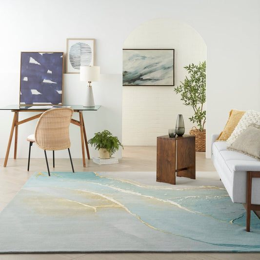 Seafoam Dezire Handmade Tufted Wool Carpet - Floorshot