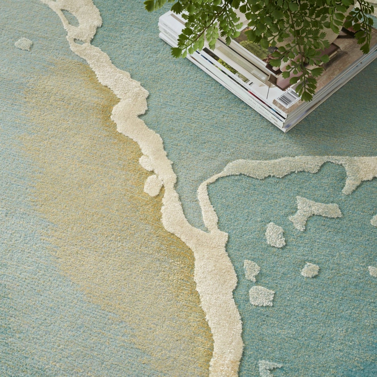 Seafoam Dezire Handmade Tufted Wool Carpet - CloseUp