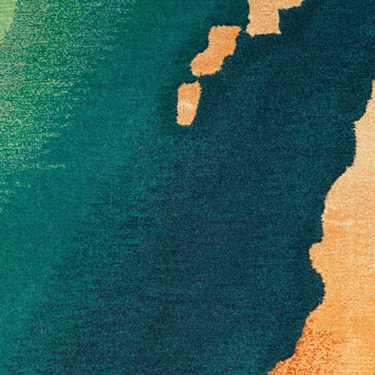 Landscape Wavy Handmade Tufted Wool Carpet - CloseUp