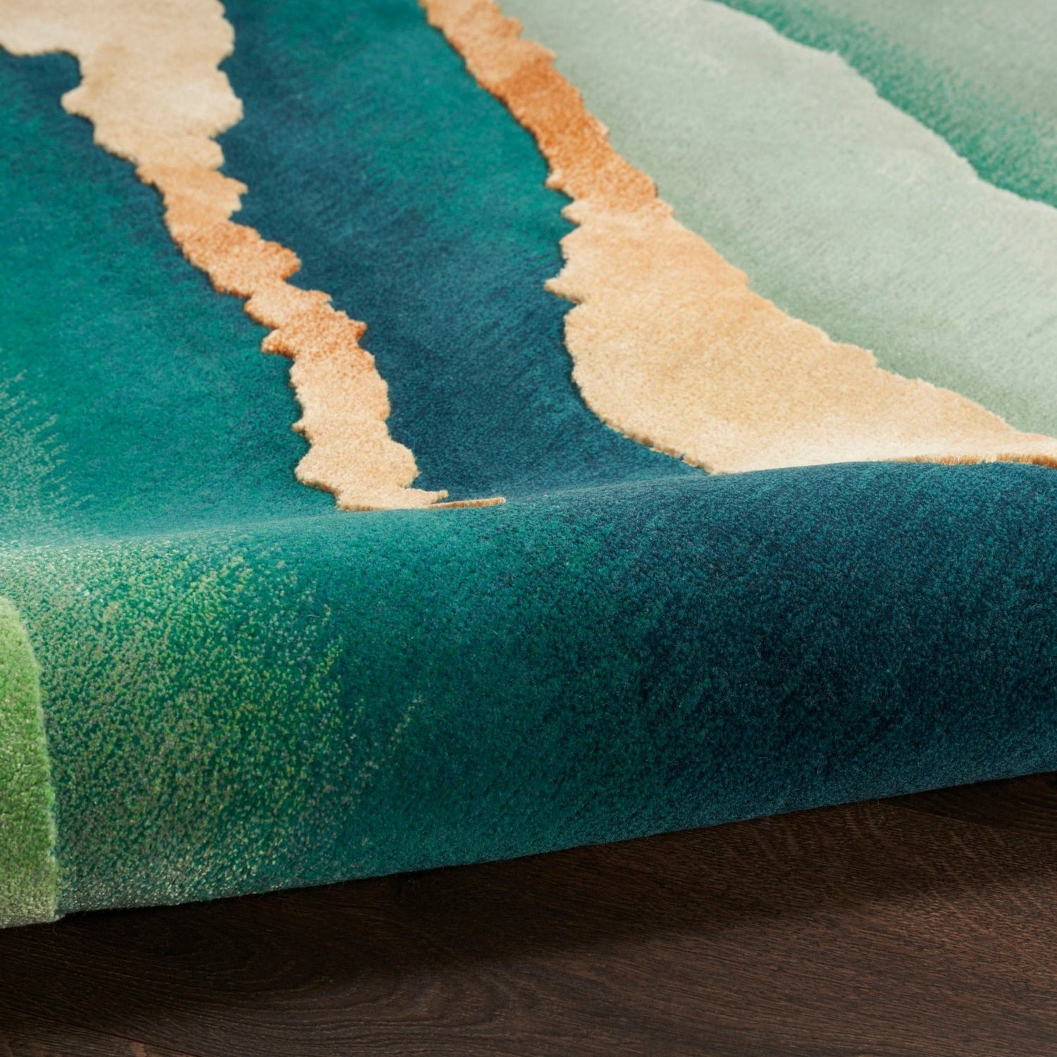 Landscape Wavy Handmade Tufted Wool Carpet - CloseUp