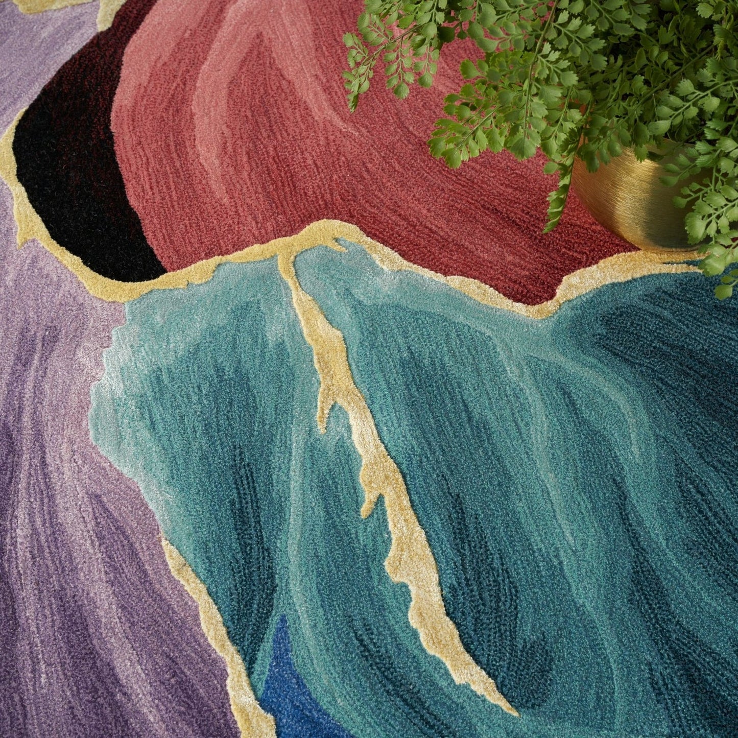 Seafoam Dezire Handmade Tufted Wool Carpet - CloseUp