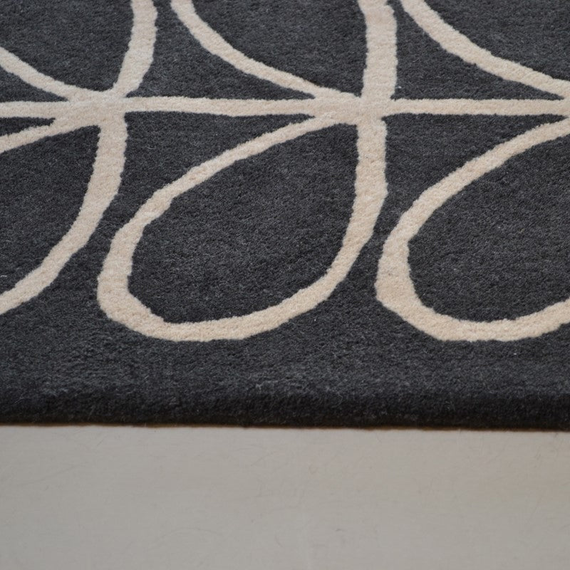Linear Stem Slate Handmade Tufted Wool Carpet - CloseUp