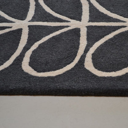 Linear Stem Slate Handmade Tufted Wool Carpet - CloseUp