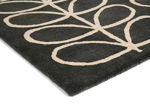 Linear Stem Slate Handmade Tufted Wool Carpet - Corner