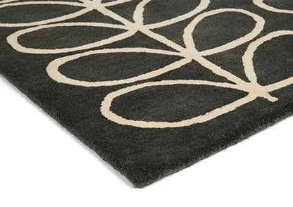 Linear Stem Slate Handmade Tufted Wool Carpet - Corner