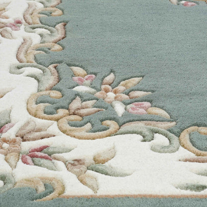 Rise Flowery Handmade Tufted Wool Carpet - CloseUp