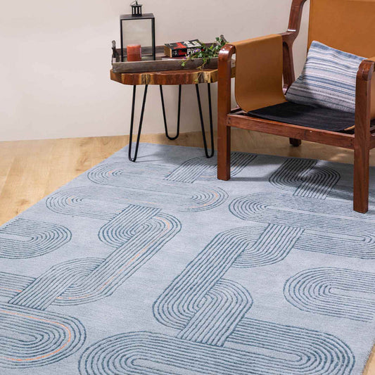 Lucid Curvature Handmade Tufted Wool Carpet - Floorshot