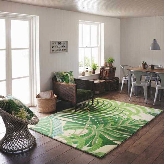 Evergreen Leaf Handmade Tufted Wool Carpet - Floorshot