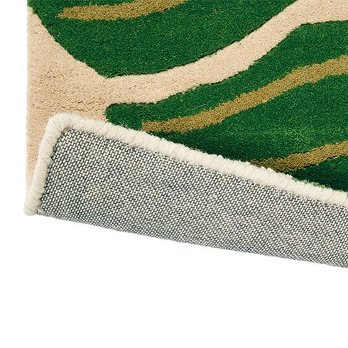 Evergreen Leaf Handmade Tufted Wool Carpet - Corner