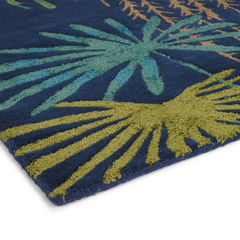 Royal Peacock Handmade Tufted Wool Carpet - Corner