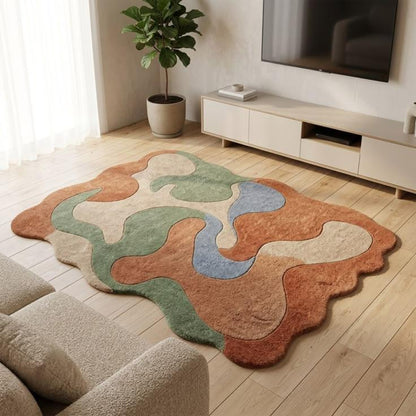 Nordic Minimalist Handmade Tufted Irregular Shaped Wool Carpet