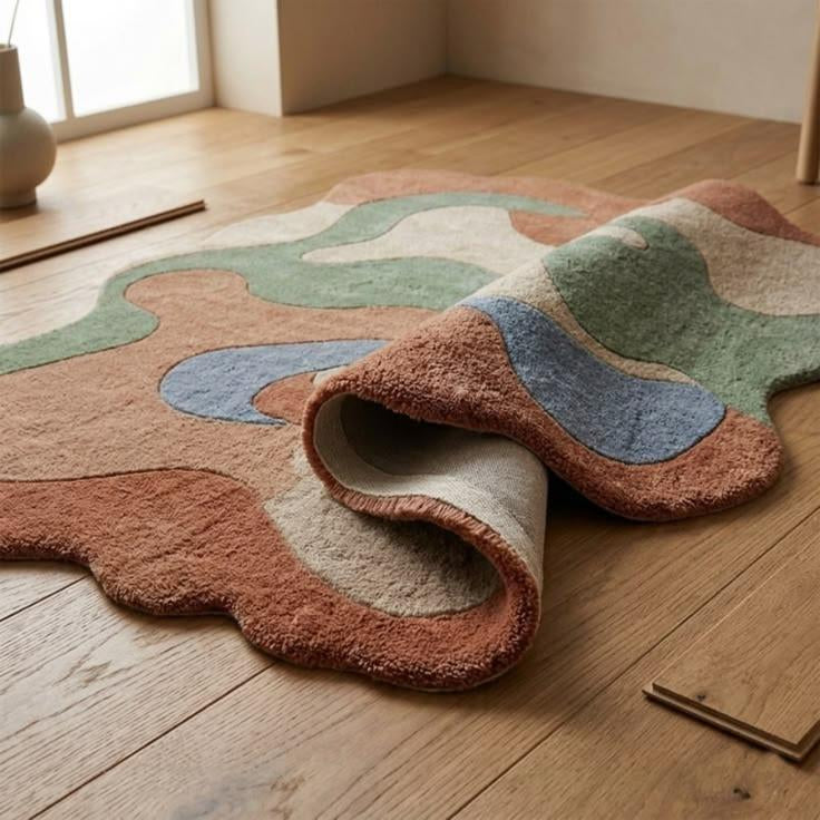 Nordic Minimalist Handmade Tufted Irregular Shaped Wool Carpet