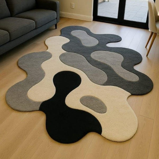 Pistril Bavandar Handmade Tufted Irregular Shaped Wool Carpet